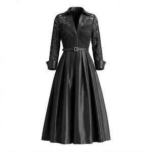 Black taffeta and lace cocktail dress, Size 2